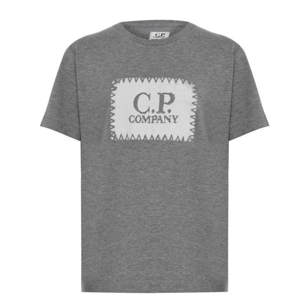 C.P. Company Boys Stitch Logo Regular T-Shirt / Grey Melange
